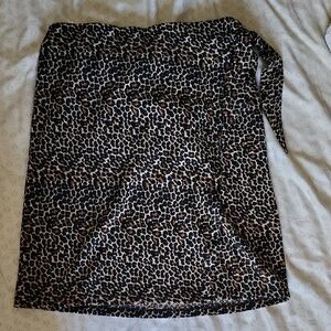 Leopard Print Wrap Mini Skirt